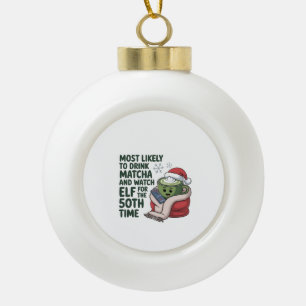 Am wahrscheinlichsten Matcha trinkt und Elf Xmas s Keramik Kugel-Ornament