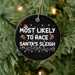 Am wahrscheinlichsten nimmt man an Santas Schlitte Keramik Ornament