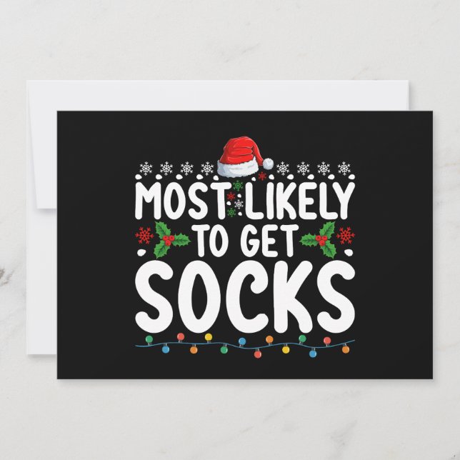Am wahrscheinlichsten Socken Weihnachts-Familienur Einladung (Vorderseite)