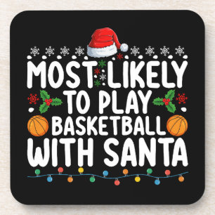 Am wahrscheinlichsten spielt Basketball mit Santa  Getränkeuntersetzer