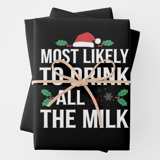 Am wahrscheinlichsten trinken alle Milch Weihnacht Geschenkpapier Set (Beispiel)
