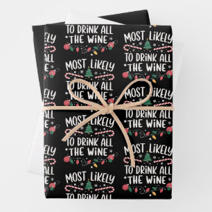 Am wahrscheinlichsten trinken alle Wein Familie Ma Geschenkpapier Set