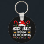 Am wahrscheinlichsten trinken Sie alle Bourbon Wei Schlüsselanhänger<br><div class="desc">Am wahrscheinlichsten trinken Sie alle Bourbon lustigen Weihnachten</div>