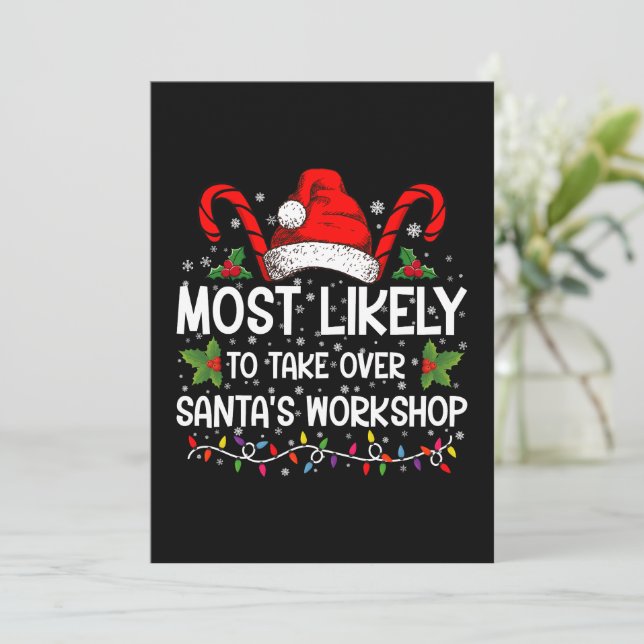 Am wahrscheinlichsten übernimmt Weihnachts-Worksho Einladung (Stehend Vorderseite)