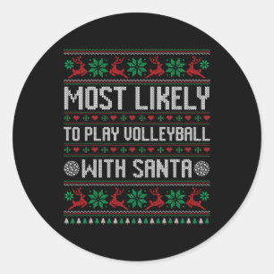Am wahrscheinlichsten Volleyball spielen mit Santa Runder Aufkleber