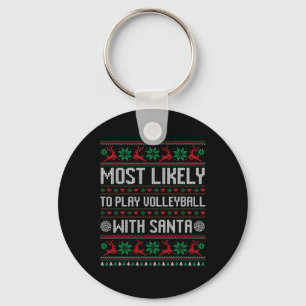 Am wahrscheinlichsten Volleyball spielen mit Santa Schlüsselanhänger