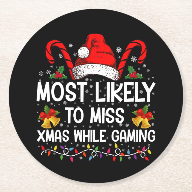 Am wahrscheinlichsten, während Weihnachten zu verp Runder Pappuntersetzer (Vorderseite)