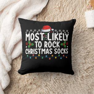 Am wahrscheinlichsten Weihnachts-Socken Familienur Kissen