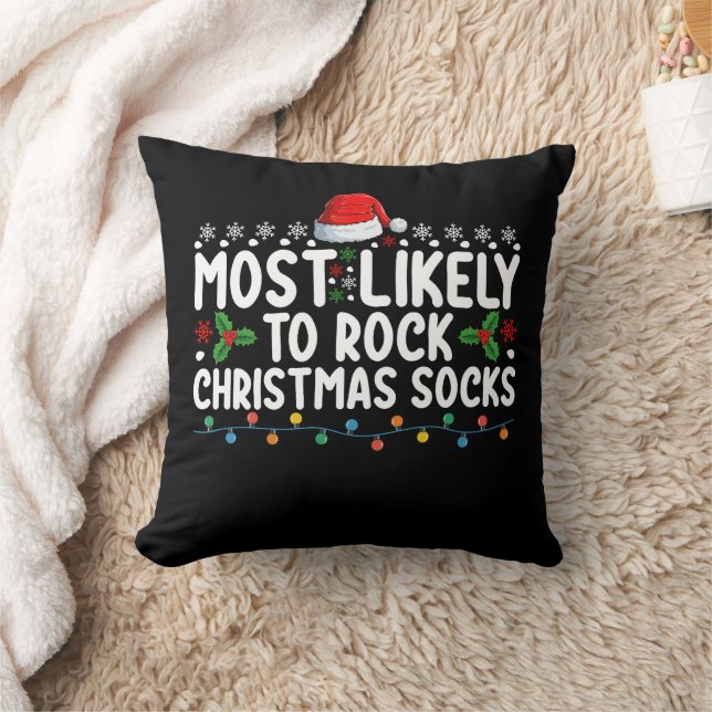 Am wahrscheinlichsten Weihnachts-Socken Familienur Kissen (Decke)