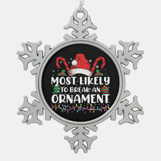 Am wahrscheinlichsten wird eine Weihnachtsfamilie  Schneeflocken Zinn-Ornament (Vorderseite)