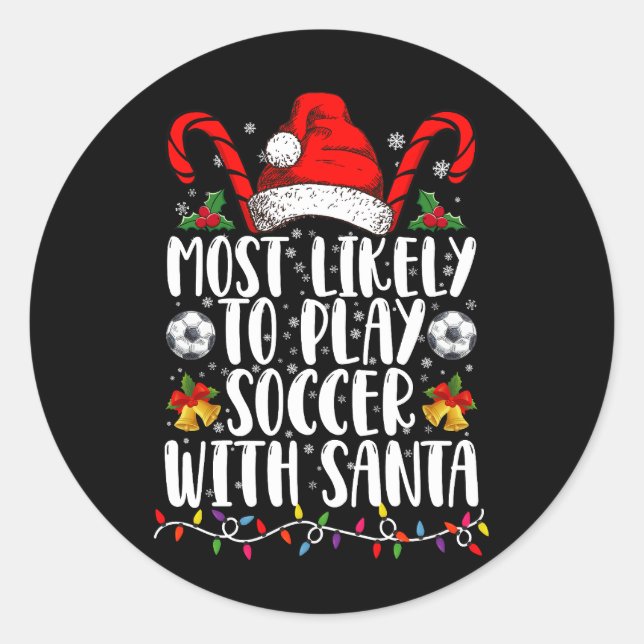 Am wahrscheinlichsten wird Fußball mit Weihnachtsf Runder Aufkleber (Vorderseite)
