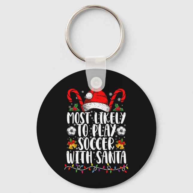 Am wahrscheinlichsten wird Fußball mit Weihnachtsf Schlüsselanhänger (Vorderseite)