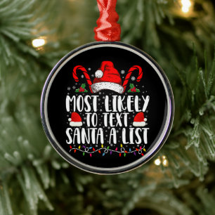 Am wahrscheinlichsten wird Santa eine Liste mit pa Ornament Aus Metall