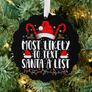 Am wahrscheinlichsten wird Santa eine Liste mit pa Ornament Karte