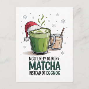 Am Weihnachten eher Matcha als Eierpunsch trinken Einladungspostkarte