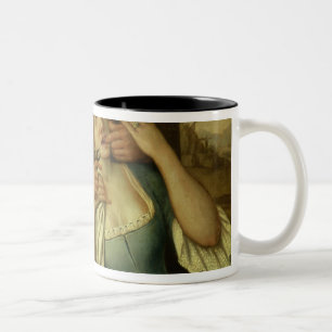 Am Zahnarzt (Öl auf Leinwand) Zweifarbige Tasse