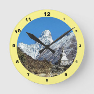 Ama Dablam & Stupa, Sagarmatha, Himalayas, Nepal Runde Wanduhr