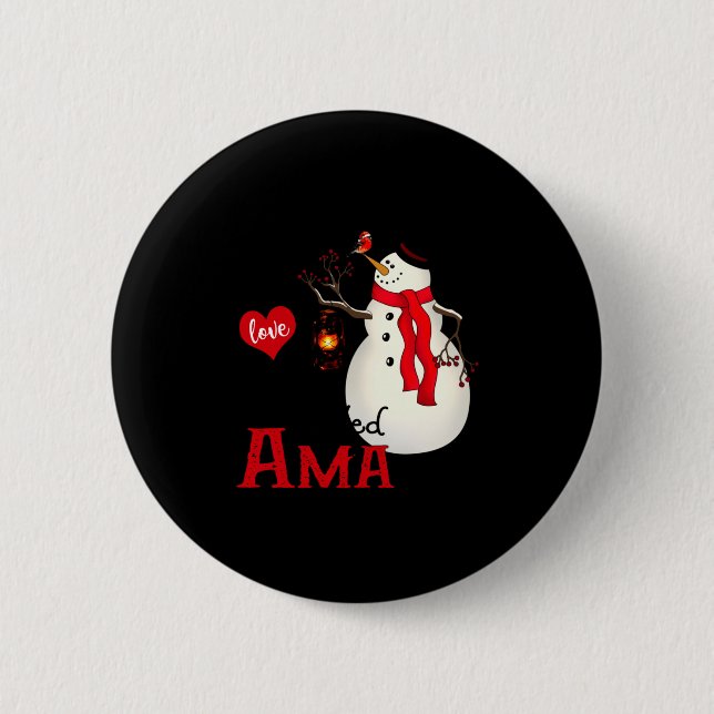 Ama Snowman Xmas Happy Family New Snowman Merry Ch Button (Vorderseite)