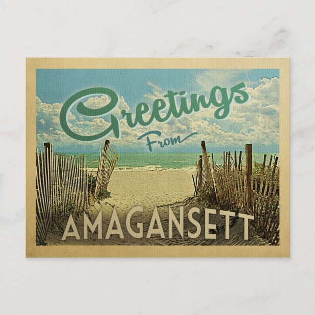 Amagansett Beach Vintage Travel Postkarte (Vorderseite)