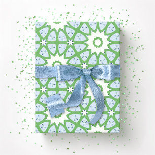 Amal Stern Gitter in Schiefer und Grün Geschenkpapier