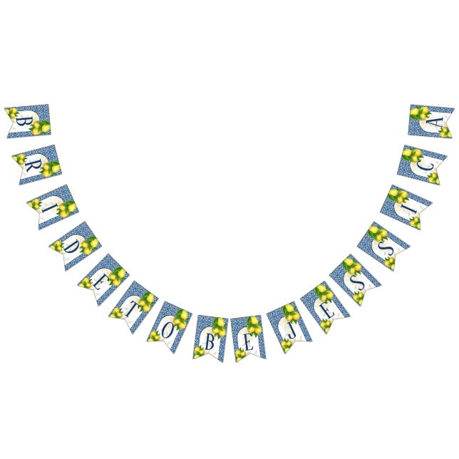 Amalfi-blaue Fliesen Zitronen Braun zu 7 Buchstabe Wimpelkette (Alle)