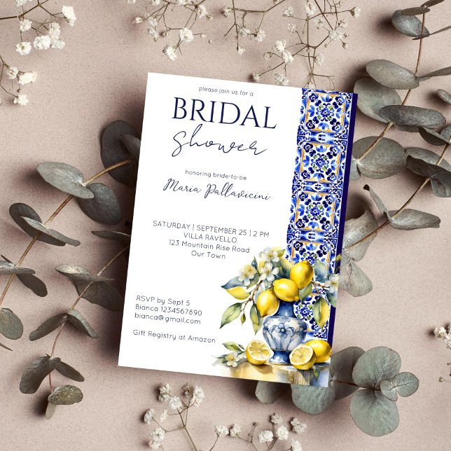 Amalfi Brautparty Einladung (Amalfi Positano Mediterranean themed bridal shower editable template invitation digital download )