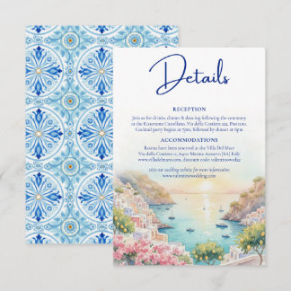 Amalfi Coast Amore Watercolor Wedding Details Begleitkarte