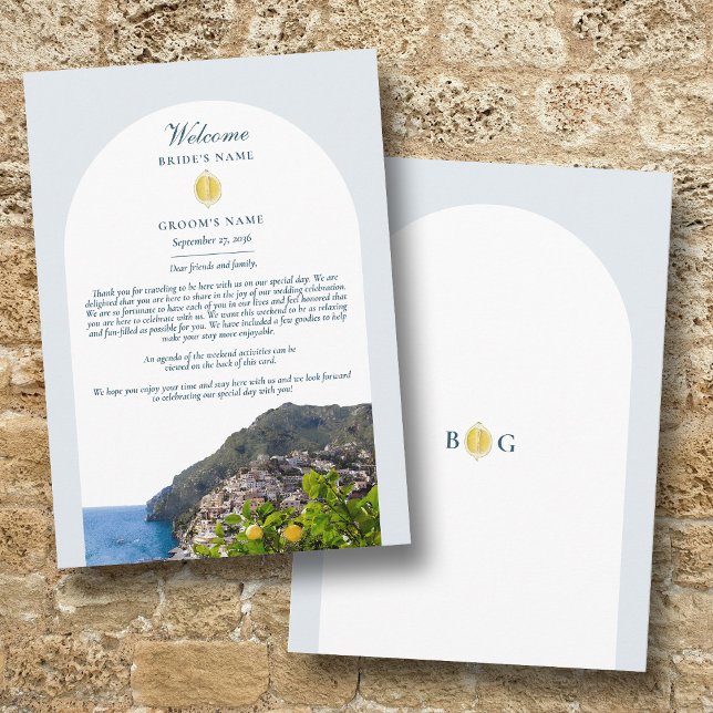 Amalfi Coast Arch Italy Lemons Wedding Itinerary Programm (Amalfi Coast Arch Italy Lemons Wedding Itinerary Program)