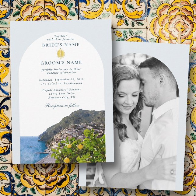 Amalfi Coast Arch Italy Lemons Wedding Photo Einladung (Amalfi Coast Arch Italy Lemons Wedding Photo Invitation)