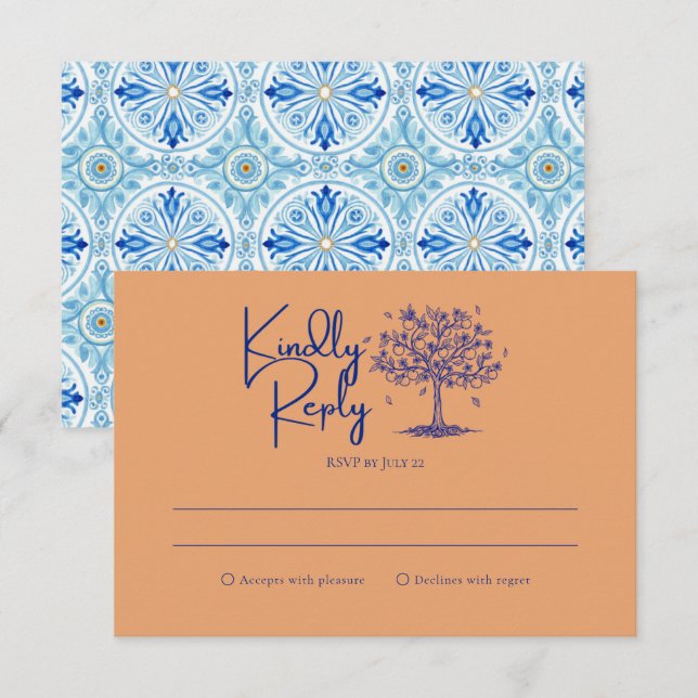 Amalfi Coast Citrus Orange Wedding RSVP Karte (Vorne/Hinten)