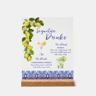 Amalfi Coast I Italian Lemon & Blue Tile Drinks