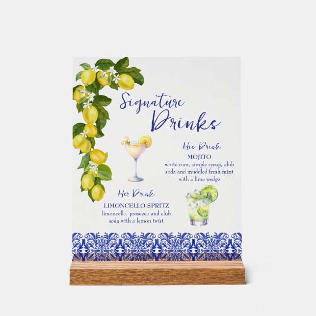 Amalfi Coast I Italian Lemon & Blue Tile Drinks (Recto)