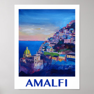Amalfi coast Italie Poster rétro