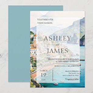 Amalfi Coast Italie Skyline Faire-part de mariage