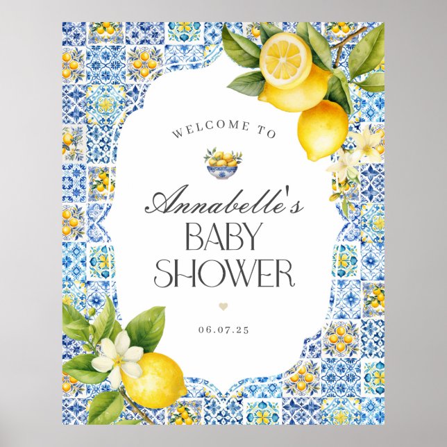 Amalfi Coast Italien Baby shower Affiche de bienve (Devant)
