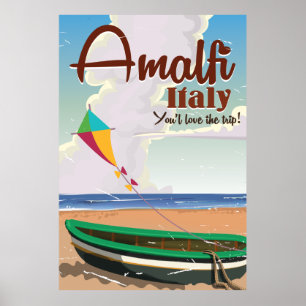 Amalfi coast Italy Vintage travel poster print