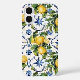 Amalfi Coast Lemon and Tiles Pattern iPhone 16 Hülle