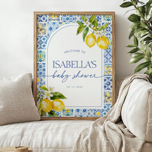 Amalfi Coast Lemon Baby Dusche Begrüßungszeichen Poster