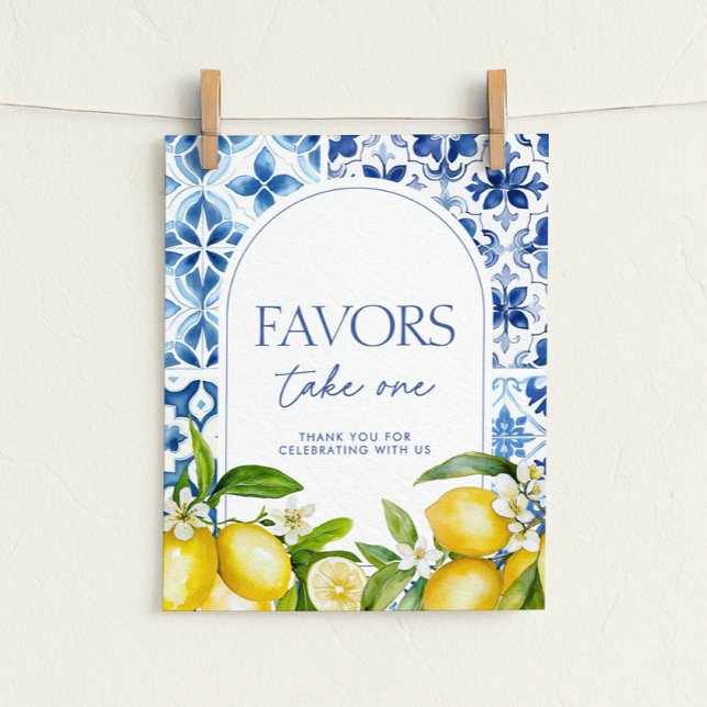 Amalfi Coast Lemon Baby Shower Favors Sign Poster (Von Creator hochgeladen)