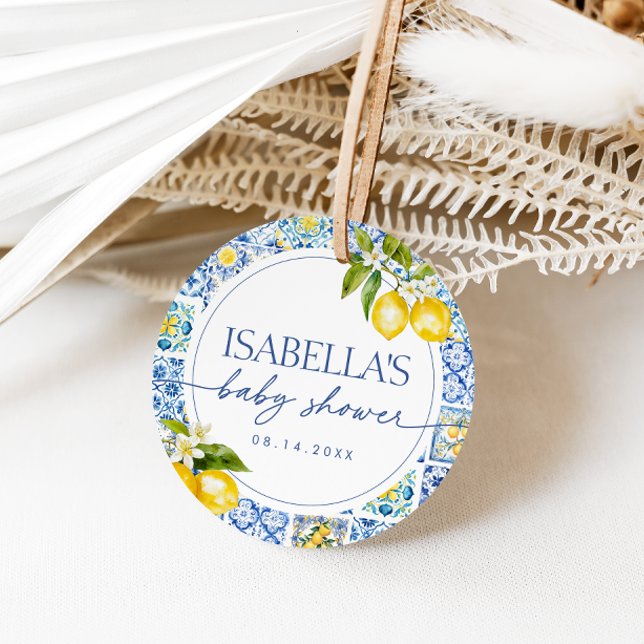 Amalfi Coast Lemon Mediterrane Babydusche Geschenkanhänger (Von Creator hochgeladen)