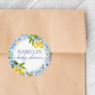 Amalfi Coast Lemon Mediterrane Babydusche Runder Aufkleber