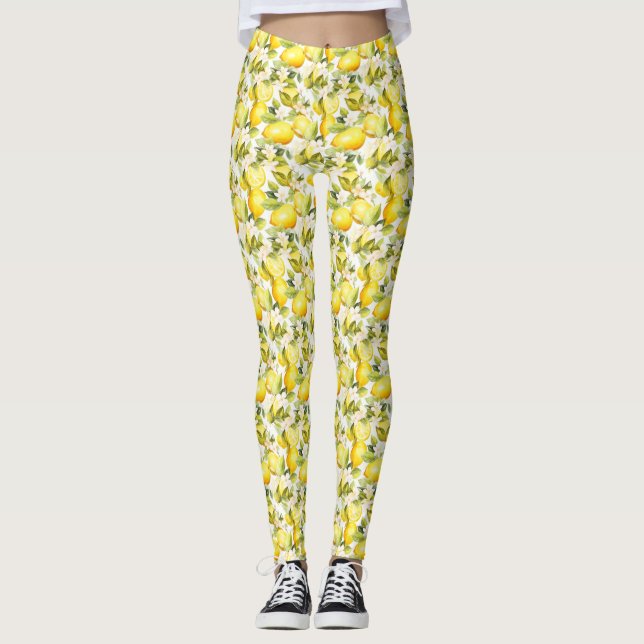 Amalfi Coast Lemon Muster Leggings (Vorderseite)