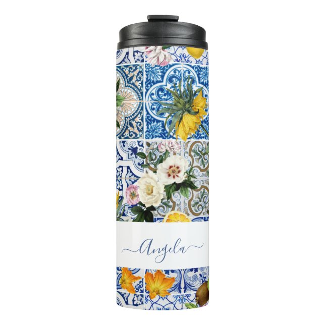Amalfi Coast Lemon Tiles Italien Hochzeit Thermosbecher (Vorderseite)