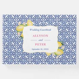 Amalfi Coast Lemons Blue Tiles Polterabend Gästebuch