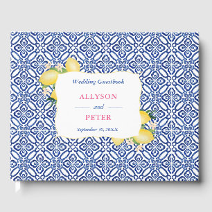 Amalfi Coast Lemons Blue Tiles Polterabend Gästebuch