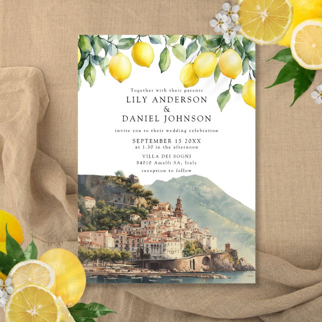 Amalfi Coast Lemons Italian Wedding Einladung (Amalfi Coast Lemons Italian Wedding Invitation)