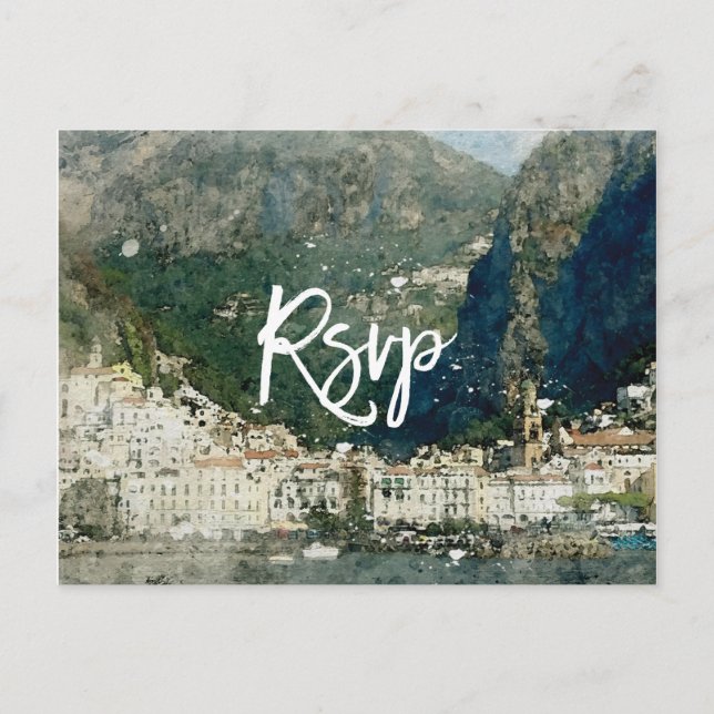 amalfi coast, mariage italien carte postale rsvp (Devant)