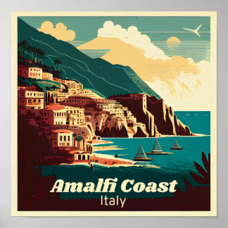 Amalfi Coast Square Vintag Poster