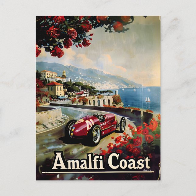 Amalfi Coast Vintag Racing Car Postkarte (Vorderseite)