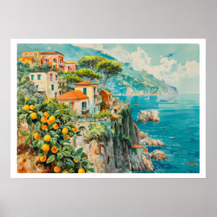 Amalfi Coast Vintage Reise Poster